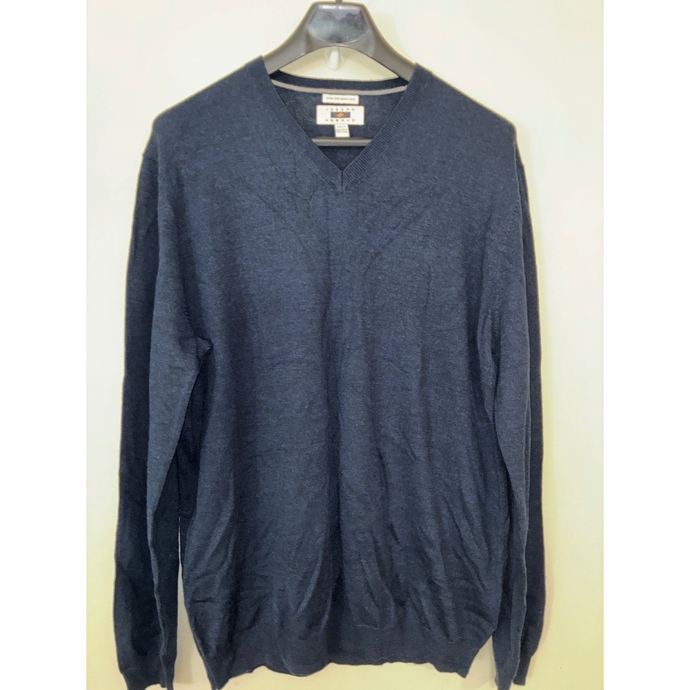 Joseph Abboud Sweater Mens 2XLT Navy Blue Extra Fine Merino Wool V-Neck Pullover